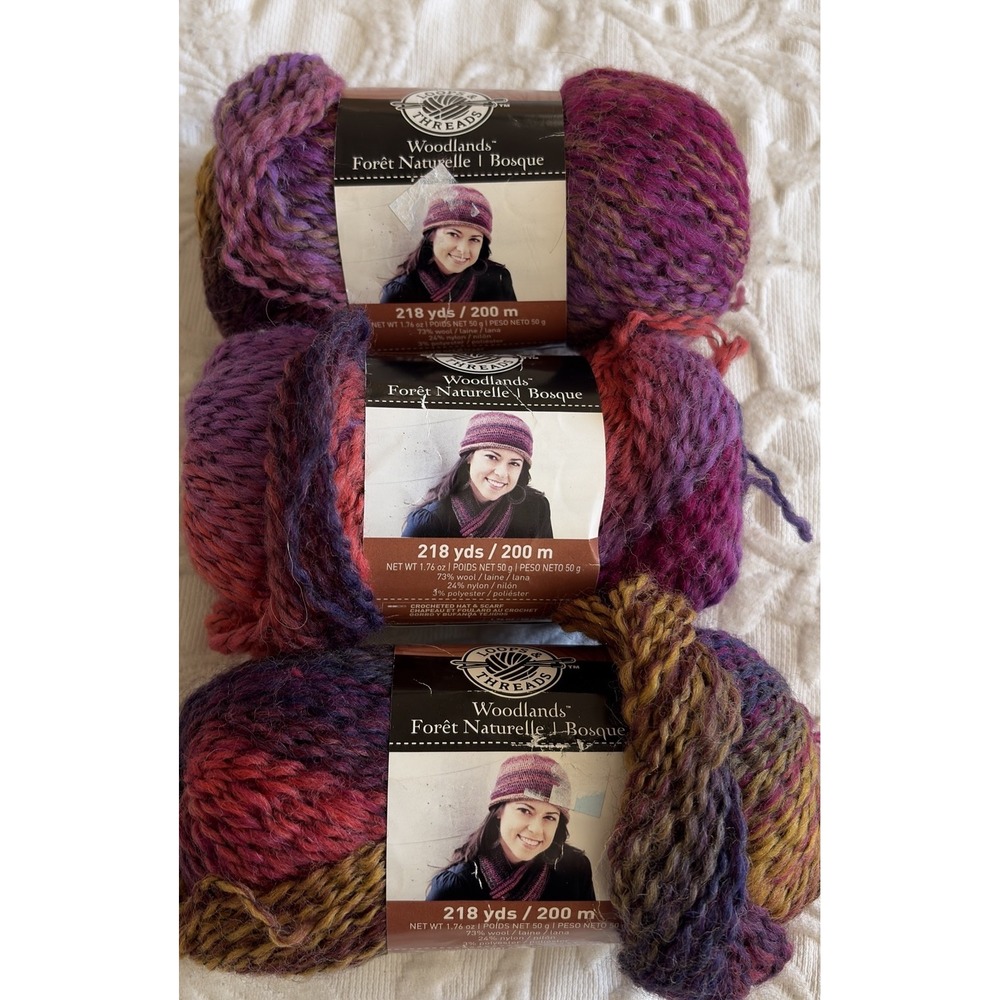 Loops & Threads Woodlands Yarn Lot of 3 Spring Leaves #3 Wool Blend 218 Yds New